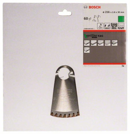 Bosch list kružne testere optiline wood 216 x 30 x 2,8 mm, 60 ( 2608640642 ) - Img 1