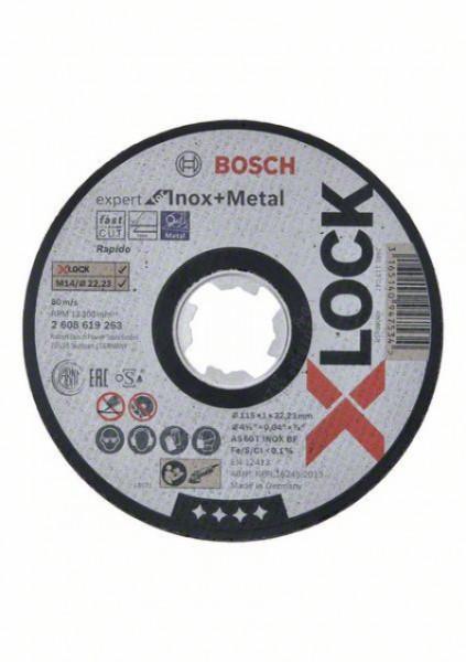 Bosch X-Lock expert for Inox+metal 115x1x22,23 za ravno sečenje Bosch 2608619263, AS 60 T inox BF, 115 mm, 1,0 mm ( 2608619263 )