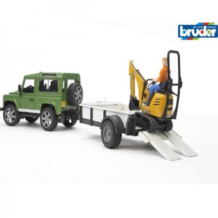 Bruder Džip land rover sa prikolicom i JCB mini i figurom ( 025939 ) - Img 1