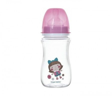 Canpol baby flašica 240ml široki vrat, antikolik - easy start- toys pink doll ( 35/221_pin ) - Img 1