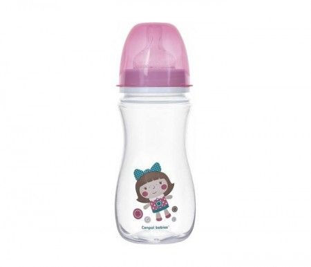 Canpol baby flašica 300ml široki vrat antikolik - easy start- toys doll - pink ( 35/222_pin ) - Img 1