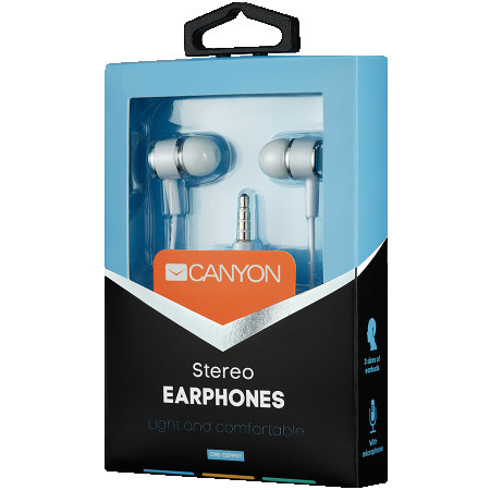 Canyon EPM- 01 stereo earphones with microphone, white, cable length 1.2m, 23*9*10.5mm,0.013kg ( CNE-CEPM01W )