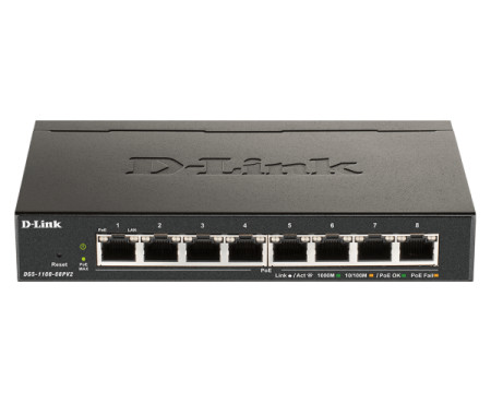 D-Link LAN Switch DGS-1100-08PV2 10/100/1000 8port PoE Smart
