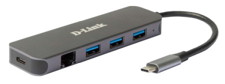 D-Link USB HUB DUB-2334 5in1 USB-C - USB3.0x3/GLAN/PD - Img 1