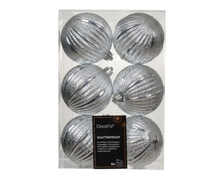 Dekordom novogodišnja dekoracija - hanging bauble set 6pcs 8cm 021043 - silver - kmg ( 043288 )