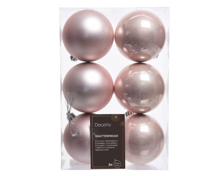 Dekordom novogodišnja dekoracija - hanging bauble set mix 6pcs 8cm 022114 - blush pink - kmg ( 043295 )-1