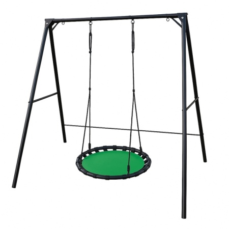 Double Fun Gnezdo - velika ljuljaška za decu - crna metalna konstrukcija 120x160x200 i ljuljaška krug