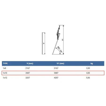 Elkop jednodelne aluminijumske merdevine 1x10 - 2,7m ( 1559 )