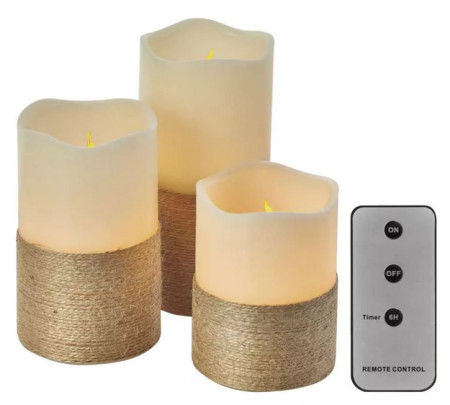 Emos LED set dekorativnih voštanih sveća sa kanapom i daljinskim 10/12,5/15cm, 3x3x aaa vintage dccv06 ( 2882 )