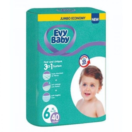 Evy baby pelene jumbo 6 xl 16+kg 40kom 3 u 1 ( A064326 )