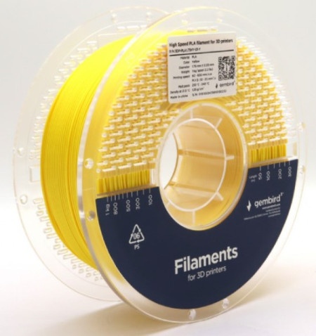 Gembird 3DP-PLA1.75HY-01-Y PLA filament velike brzine za 3D stampac 1.75mm, kotur 1KG YELLOW