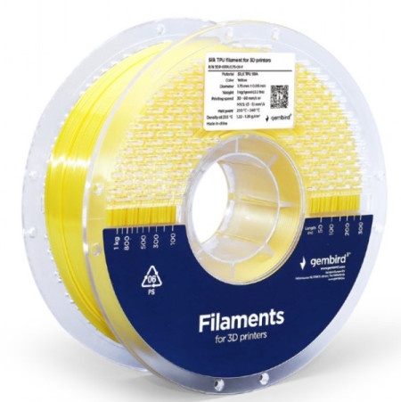 Gembird 3DP-STPU1.75-01-Y  Silk TPU Filament za 3D stampac 1.75mm, kotur 1KG YELLOW-1