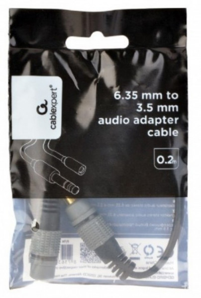 Gembird 6.35mm to 3.5mm audio adapter cable, 0.2m A-63M35F-0.2M