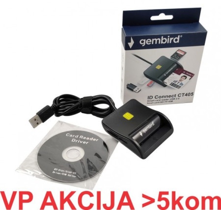 Gembird CRDR-CT405 smart card reader USB2.0 Citac licne karte, sobracajne bank. +SD+TF+SIM reader (1119)