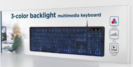 Gembird KB-UML3-02 LED multimedijalna tastatura sa pozadinskim osvetljenjem, US layout USB