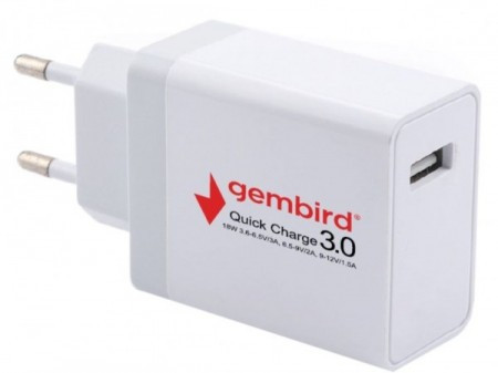 Gembird QC3.0 brzi punjac +type C USB kabl,18W 3.6-6.5V/3A, 6.5V-9V/2A, 9V-12V/1.5A(343) NPA-AC36 **