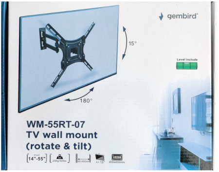 Gembird WM-55RT-07 rotate/tilt vesa max. 40x40cm 14-55 max.20kg (872)