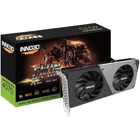 Inno3d nvidia geforce rtx 4070 twin x2 oc 12gb gddr6x 192bit, 2505 mhz ( N40702-126XX-185252N )