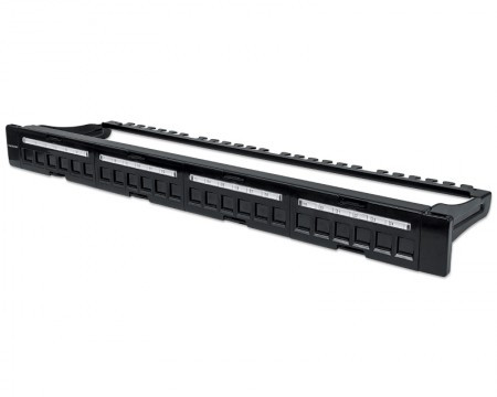 Intellinet Patch Panel 19&quot; blank 24-Port 1U with cable managment crni - Img 1