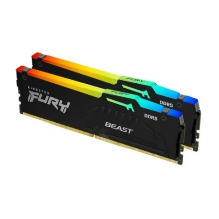 Kingston ddr5 32gb 6000mt/s [fury beast rgb], cl36 1.35v black, w/rgb heatsink ( KF560C36BBEA-32 )