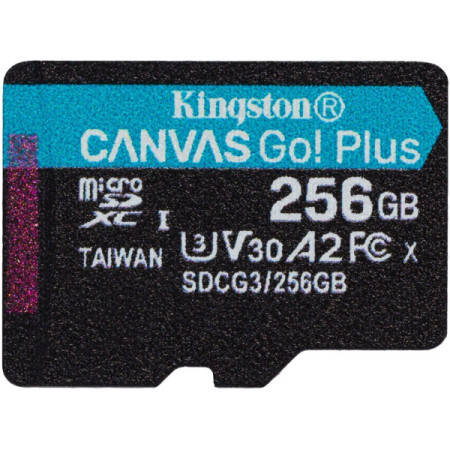 Kingston MicroSD 256GB canvas GoPlus class10 UHS-I U3 V30 A2, SDCG3/256GB