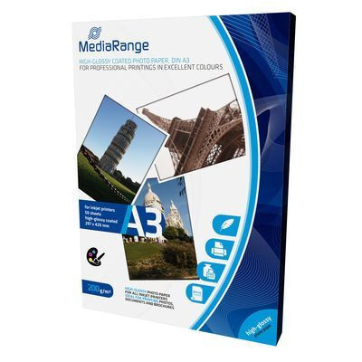 MediaRange MRINK109 A3 foto papir high glossy coated 200g 50 lista ( FP200A3/Z ) - Img 1