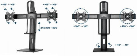 MS-D2-01 Gembird Podesivi stoni drzac za dva monitor, tilt, 17-27 max.2x6kg