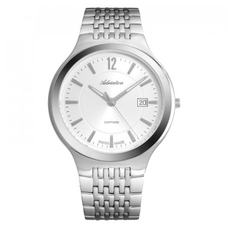 Muški adriatica premiere quartz beli srebrni elegantni ručni sat sa srebrnim metalnim kaišem ( a8296.5153q ) - Img 1