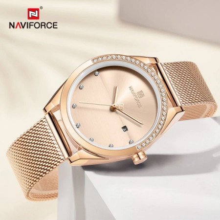 Naviforce 5015 rose gold ženski sat sa metalnom narukvicom