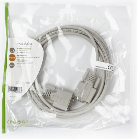 Nedis CCGP52057IV30 null modem cable D-SUB 9-Pin Female- D-SUB 9-Pin female, nickel plated, 3m