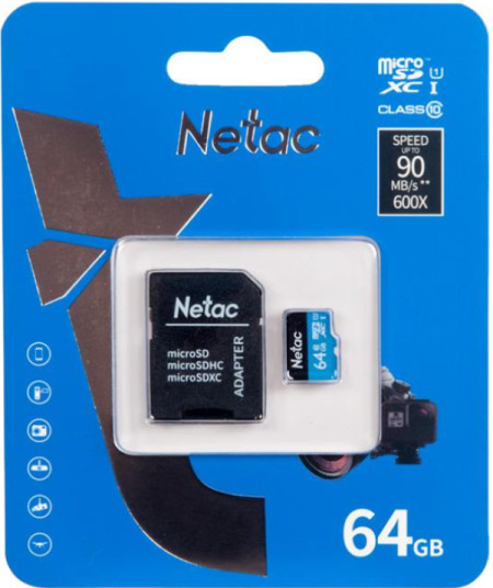 Netac micro SDXC 64GB P500 standard NT02P500STN-064G-R + SD adapter