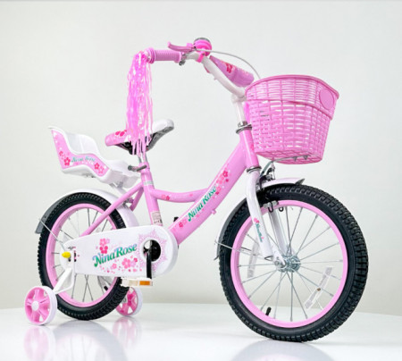 Nina Rose Bicikl 16" za devojčice model 722-16 sa pomoćnim točkovima - Roze
