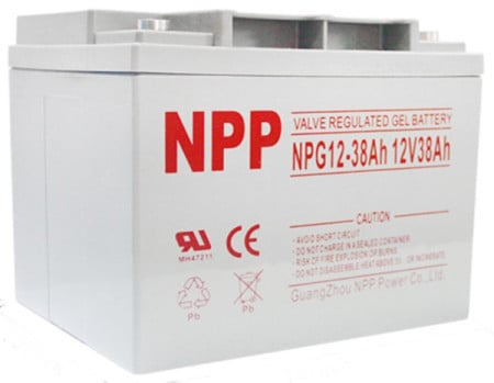 NPP NPG12V-38Ah, GEL BATTERY, C20=38AH, T14,197*165*174*174, 11KG, Light grey