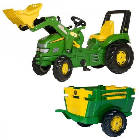RollyToys Traktor X Track John Deer sa prikolicom farm i utovarivačem ( 049523 ) - Img 1
