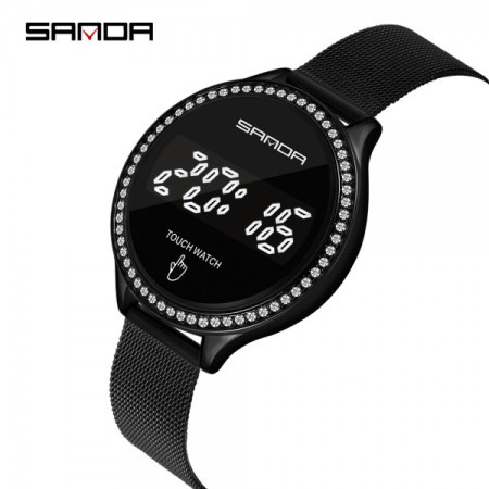 Sanda 8006 black ženski sat sa metalnom narukvicom