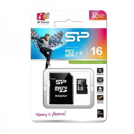 Silicon Power 16GB MicroSDHC cl10/U1+adapter ( MCSP16G10A/Z )