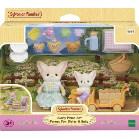 Sylvanian family sunny picnic set -fennec fox sister & baby - ( EC5698 )