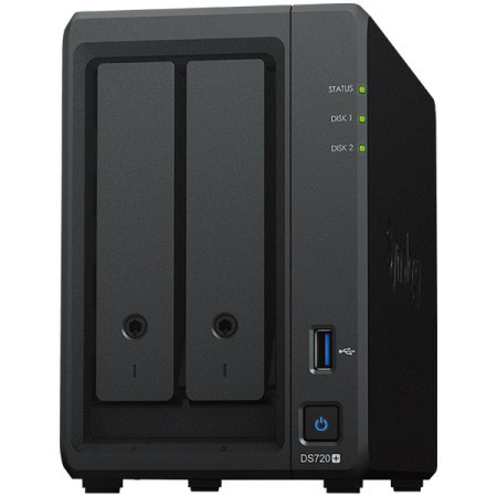 Synology DiskStation DS720+,Tower,2-bays 3.5 SATA HDDSSD, 2 x M.2 2280 NVMe SSD slots, CPU 4-core 2.0(base) 2.7 (burst) GHz 2 GB DDR4 non- - Img 1