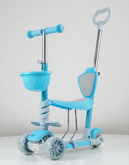 Trotinet Soft Model 653-1 za decu sa sedištem i svetlećim točkovima - Plavi - Img 1