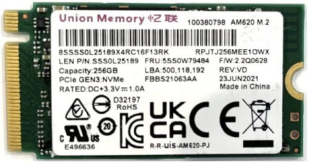 Union memory M.2 256GB SSD NVMe PCIE Gen3 x4 2242 AM521 bilk ( RPJYJ256RDM1QWY ) - Img 1
