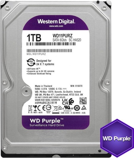 WD 1TB WD10PURZ WD Purple 24/7 5400RPM 64MB SATA3-2