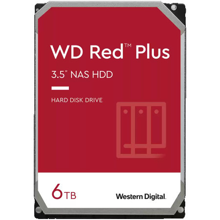 WD HDD NAS red plus (3.5, 6TB, 256MB, 5400 RPM, SATA 6 Gbs) ( WD60EFPX ) - Img 1