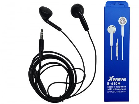 Xwave Slušalice za mobilni sa mikrofonom /stereo/ 3.5mm jack/kabl 1.3 m kontrola glasnoće box crna ( E-410M black )