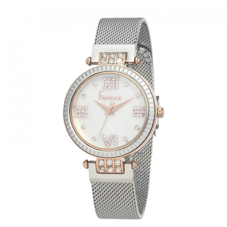 Ženski freelook belle roze zlatni srebrni beli elegantni ručni sat sa srebrnim pancir kaišem ( fl.1.10088.4 ) - Img 1