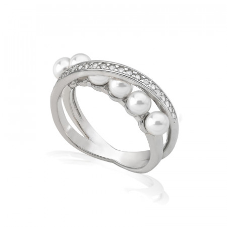 Ženski majorica exquisite beli biserni srebrni prsten sa kristalima 4 mm 57 mm ( 16047.01.2 917.010.1 ) - Img 1