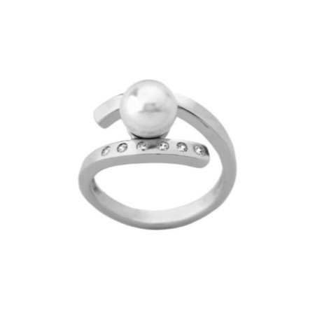 Ženski majorica selene beli biserni srebrni prsten 8 mm ( 08869.01.2.r92 000.1 )