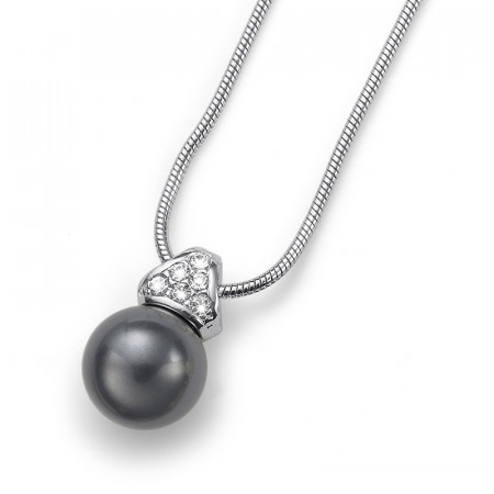 Ženski oliver weber lucent dark grey crystal lančić sa sivim swarowski perla priveskom ( 11618.dar )