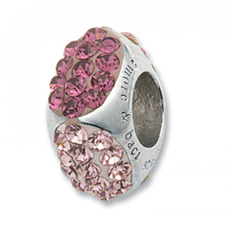 Amore baci cubic roze srebrni privezak sa swarovski kristalom za narukvicu ( 29008 )