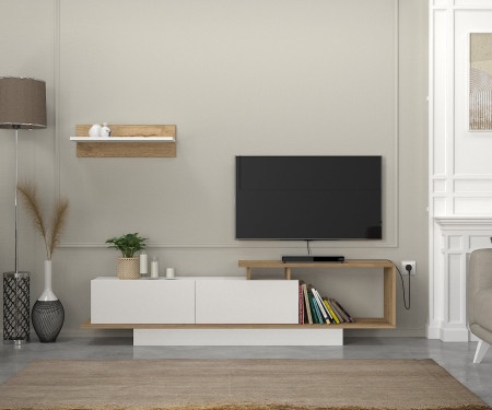 Asos tv komoda belo-hrast ( 0000428 )