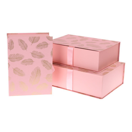 Aurora, ukrasna kutija, pravougaona, roze - perje, miks, 3K ( 712805 ) - Img 1